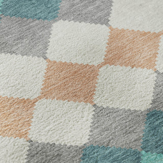 Piper Looms Mayfield Geometric AMF1007 Teal Machine Washable Area Rug Swatch Image