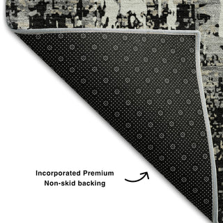 Piper Looms Mayfield Abstract AMF1008 Black Machine Washable Area Rug Backing Image