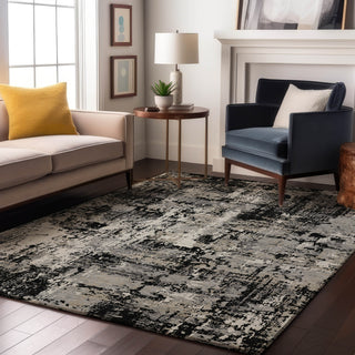 Piper Looms Mayfield Abstract AMF1008 Black Machine Washable Area Rug Lifestyle Image Feature