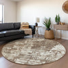 Piper Looms Mayfield Abstract AMF1008 Brown Machine Washable Area Rug Round Lifestyle Image Feature