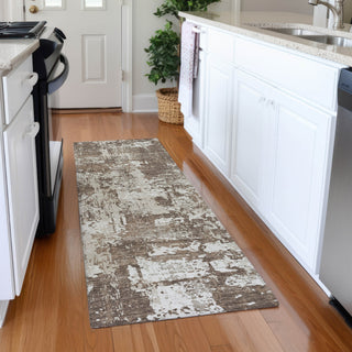 Piper Looms Mayfield Abstract AMF1008 Brown Machine Washable Area Rug Runner Lifestyle Image Feature