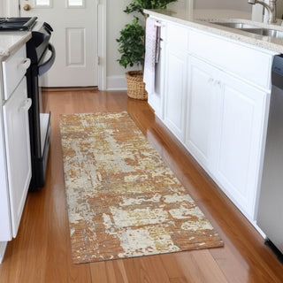 Piper Looms Mayfield Abstract AMF1008 Copper Machine Washable Area Rug Runner Lifestyle Image Feature