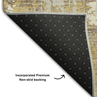 Piper Looms Mayfield Abstract AMF1008 Gold Machine Washable Area Rug Backing Image