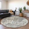 Piper Looms Mayfield Abstract AMF1008 Gray Machine Washable Area Rug Round Lifestyle Image Feature