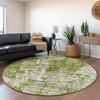Piper Looms Mayfield Abstract AMF1008 Green Machine Washable Area Rug Round Lifestyle Image Feature