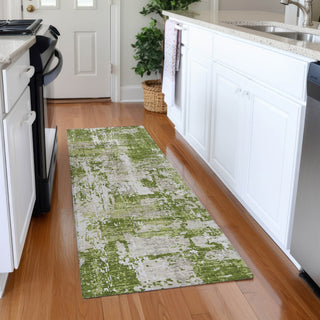 Piper Looms Mayfield Abstract AMF1008 Green Machine Washable Area Rug Runner Lifestyle Image Feature