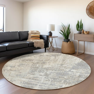 Piper Looms Mayfield Abstract AMF1008 Ivory Machine Washable Area Rug Round Lifestyle Image Feature