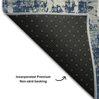 Piper Looms Mayfield Abstract AMF1008 Navy Machine Washable Area Rug Backing Image