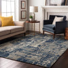Piper Looms Mayfield Abstract AMF1008 Navy Machine Washable Area Rug Lifestyle Image Feature