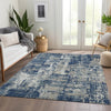 Piper Looms Mayfield Abstract AMF1008 Navy Machine Washable Area Rug Lifestyle Image Feature
