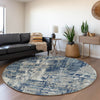 Piper Looms Mayfield Abstract AMF1008 Navy Machine Washable Area Rug Round Lifestyle Image Feature