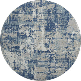 Piper Looms Mayfield Abstract AMF1008 Navy Machine Washable Area Rug Round Main Image