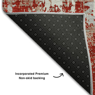 Piper Looms Mayfield Abstract AMF1008 Red Machine Washable Area Rug Backing Image