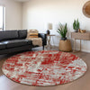 Piper Looms Mayfield Abstract AMF1008 Red Machine Washable Area Rug Round Lifestyle Image Feature