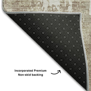 Piper Looms Mayfield Abstract AMF1008 Taupe Machine Washable Area Rug Backing Image