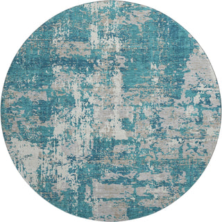 Piper Looms Mayfield Abstract AMF1008 Teal Machine Washable Area Rug Round Main Image