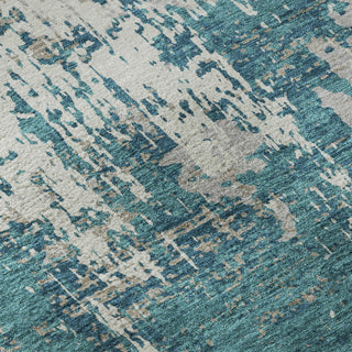Piper Looms Mayfield Abstract AMF1008 Teal Machine Washable Area Rug Swatch Image