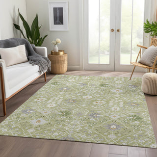Piper Looms Mayfield Oriental AMF1009 Aloe Machine Washable Area Rug Lifestyle Image Feature