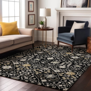 Piper Looms Mayfield Oriental AMF1009 Black Machine Washable Area Rug Lifestyle Image Feature