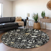 Piper Looms Mayfield Oriental AMF1009 Black Machine Washable Area Rug Round Lifestyle Image Feature