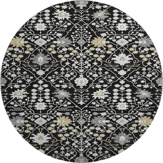 Piper Looms Mayfield Oriental AMF1009 Black Machine Washable Area Rug Round Main Image