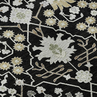Piper Looms Mayfield Oriental AMF1009 Black Machine Washable Area Rug Swatch Image