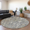 Piper Looms Mayfield Oriental AMF1009 Charcoal Machine Washable Area Rug Round Lifestyle Image Feature