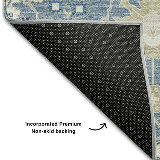 Piper Looms Mayfield Oriental AMF1009 Denim Machine Washable Area Rug Backing Image