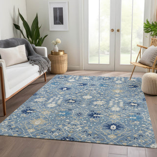 Piper Looms Mayfield Oriental AMF1009 Denim Machine Washable Area Rug Lifestyle Image Feature