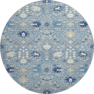 Piper Looms Mayfield Oriental AMF1009 Denim Machine Washable Area Rug Round Main Image