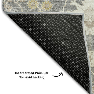 Piper Looms Mayfield Oriental AMF1009 Gray Machine Washable Area Rug Backing Image