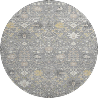 Piper Looms Mayfield Oriental AMF1009 Gray Machine Washable Area Rug Round Main Image
