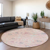Piper Looms Mayfield Oriental AMF1009 Pink Machine Washable Area Rug Round Lifestyle Image Feature