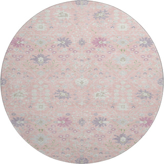 Piper Looms Mayfield Oriental AMF1009 Pink Machine Washable Area Rug Round Main Image