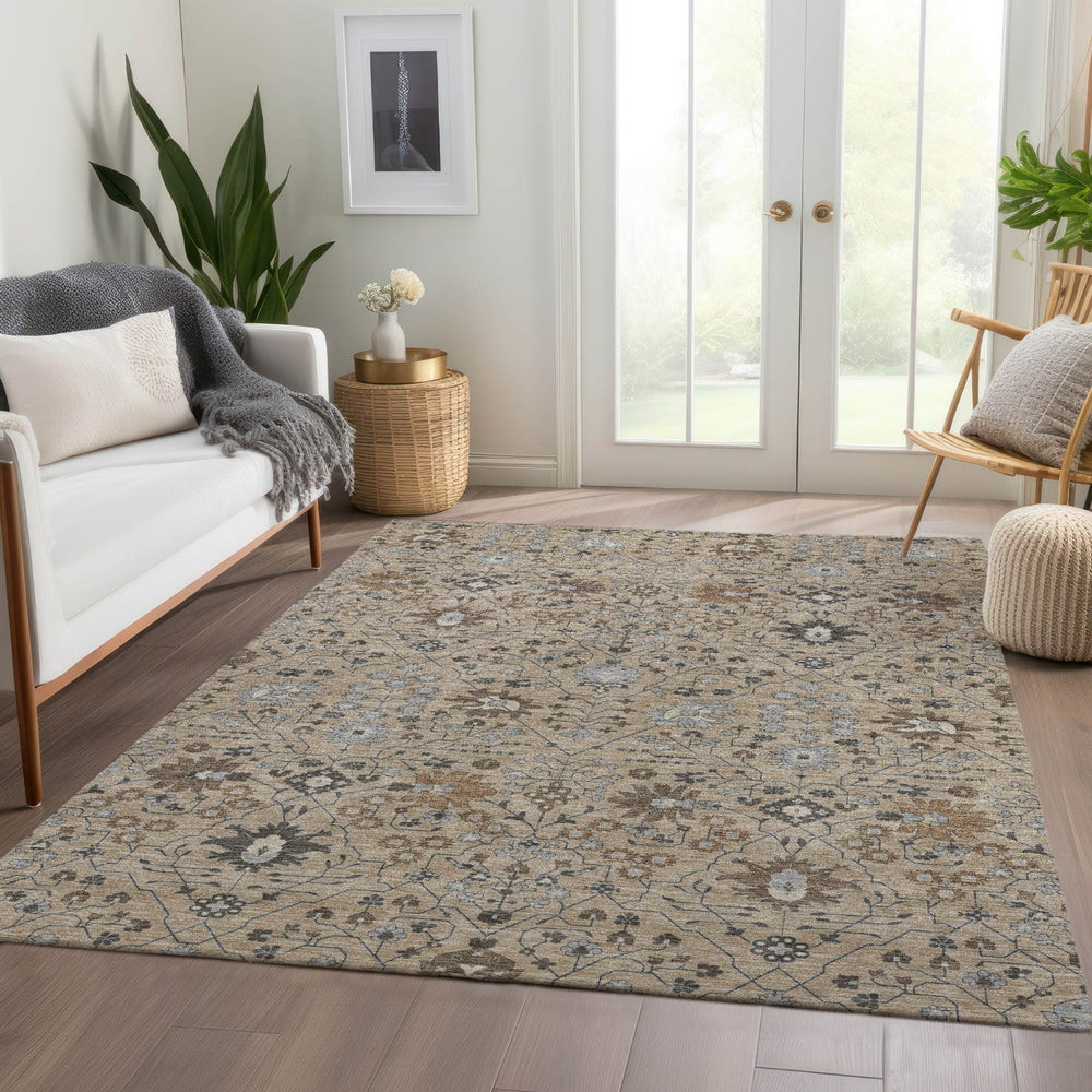 Piper Looms Mayfield Oriental AMF1009 Taupe Machine Washable Area Rug Lifestyle Image Feature