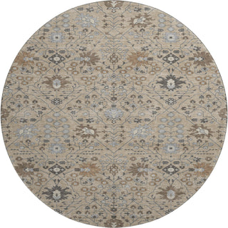 Piper Looms Mayfield Oriental AMF1009 Taupe Machine Washable Area Rug Round Main Image