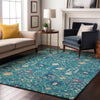 Piper Looms Mayfield Oriental AMF1009 Teal Machine Washable Area Rug Lifestyle Image Feature