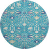 Piper Looms Mayfield Oriental AMF1009 Teal Machine Washable Area Rug Round Main Image