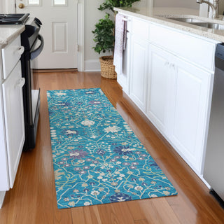 Piper Looms Mayfield Oriental AMF1009 Teal Machine Washable Area Rug Runner Lifestyle Image Feature