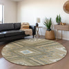 Piper Looms Mayfield Tribal AMF1010 Beige Machine Washable Area Rug Round Lifestyle Image Feature