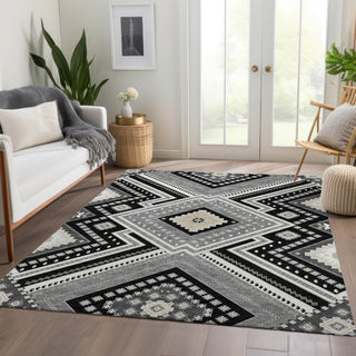 Piper Looms Mayfield Tribal AMF1010 Black Machine Washable Area Rug Lifestyle Image Feature