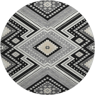 Piper Looms Mayfield Tribal AMF1010 Black Machine Washable Area Rug Round Main Image