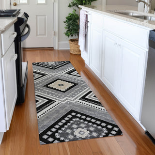 Piper Looms Mayfield Tribal AMF1010 Black Machine Washable Area Rug Runner Lifestyle Image Feature