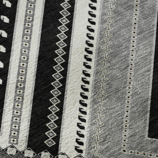 Piper Looms Mayfield Tribal AMF1010 Black Machine Washable Area Rug Swatch Image