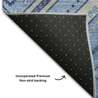 Piper Looms Mayfield Tribal AMF1010 Blue Machine Washable Area Rug Backing Image