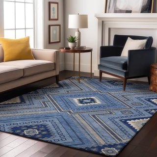 Piper Looms Mayfield Tribal AMF1010 Blue Machine Washable Area Rug Lifestyle Image Feature