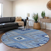Piper Looms Mayfield Tribal AMF1010 Blue Machine Washable Area Rug Round Lifestyle Image Feature
