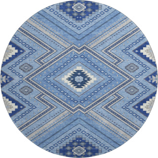 Piper Looms Mayfield Tribal AMF1010 Blue Machine Washable Area Rug Round Main Image
