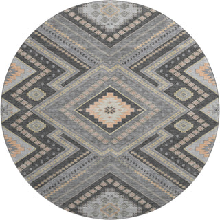 Piper Looms Mayfield Tribal AMF1010 Gray Machine Washable Area Rug Round Main Image