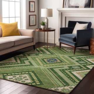 Piper Looms Mayfield Tribal AMF1010 Green Machine Washable Area Rug Lifestyle Image Feature